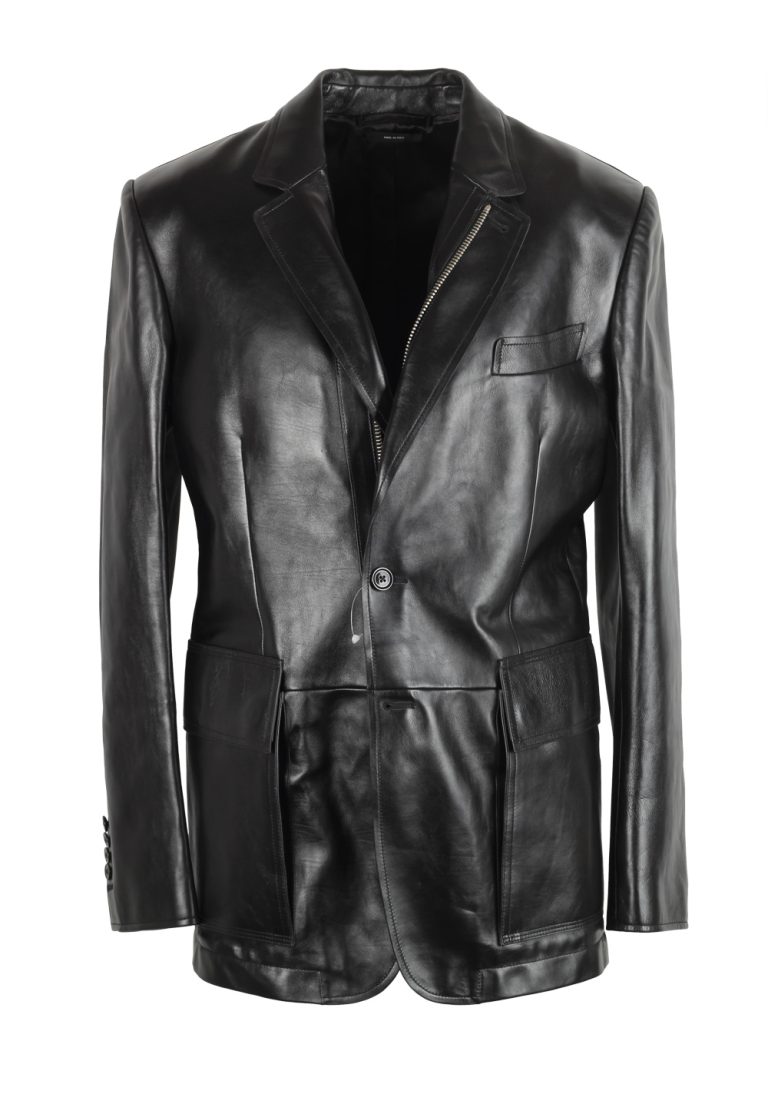 TOM FORD Black Leather Blazer Coat Size 48 / 38R U.S. Outerwear - thumbnail | Costume Limité