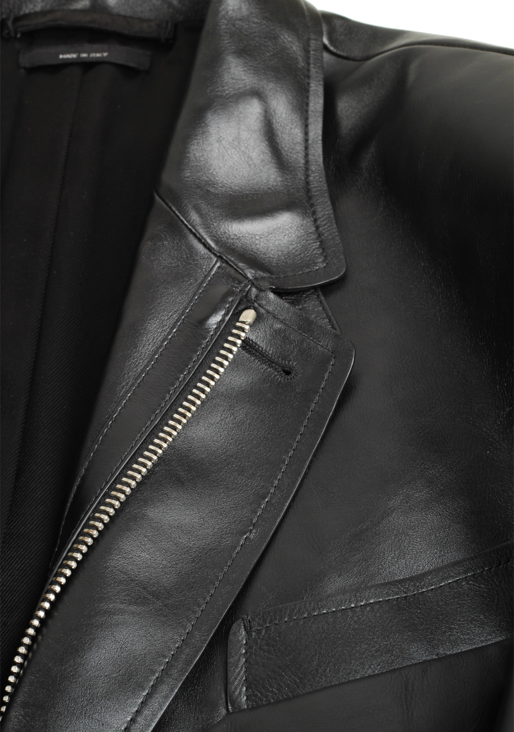 TOM FORD Black Leather Blazer Coat Size 48 / 38R U.S. Outerwear | Costume Limité