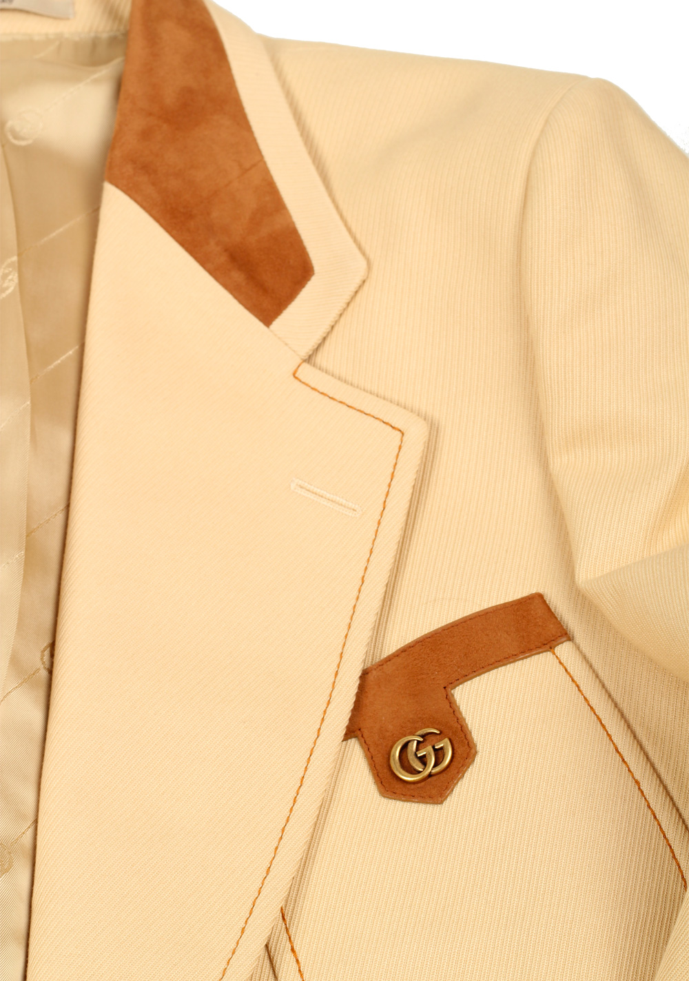 Gucci Cotton And Suede Tailored Signature Jacket Sport Coat | Costume Limité