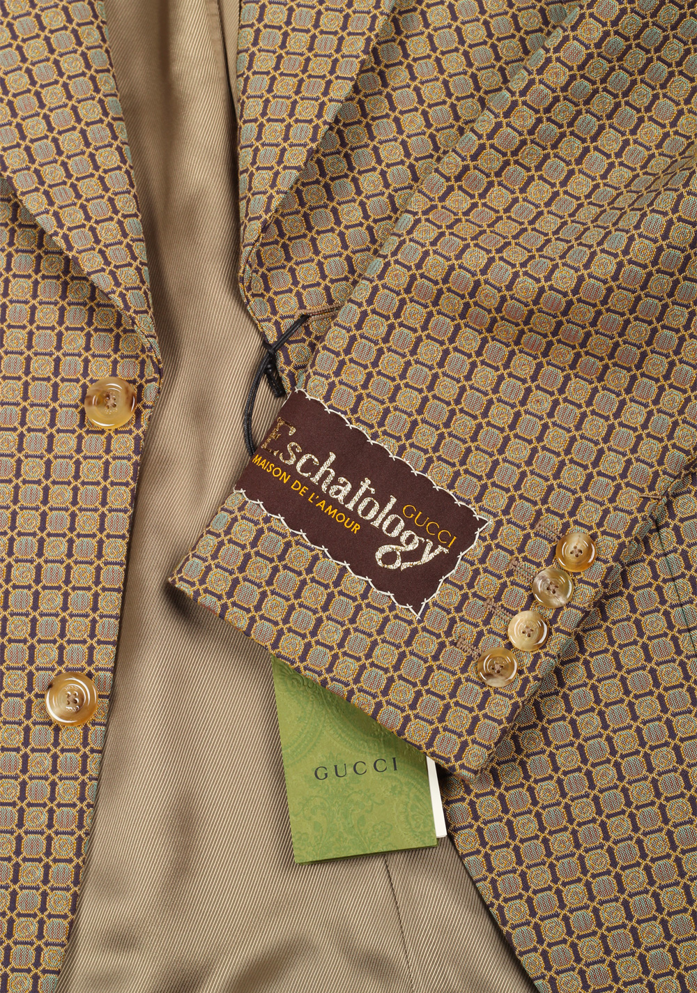 Gucci Beige Patterned Signature Blazer Sport Coat Size 46 / 36R U.S. | Costume Limité