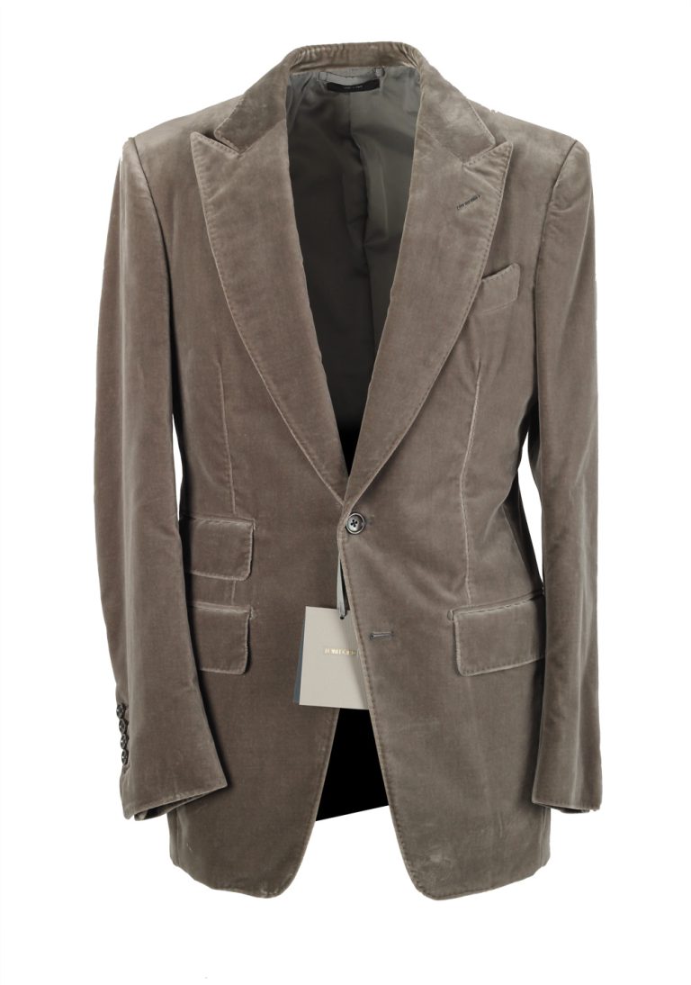 TOM FORD Atticus Taupe Velvet Sport Coat Size 46 / 36R In Cotton - thumbnail | Costume Limité