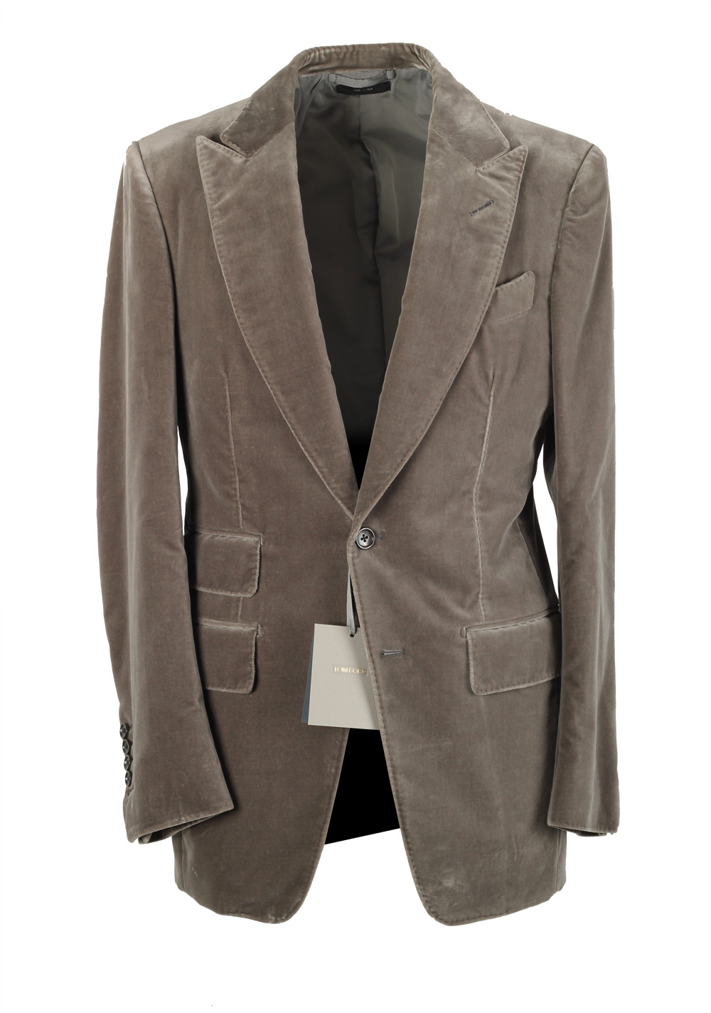 TOM FORD Atticus Taupe Velvet Sport Coat Size 46 / 36R In Cotton | Costume Limité