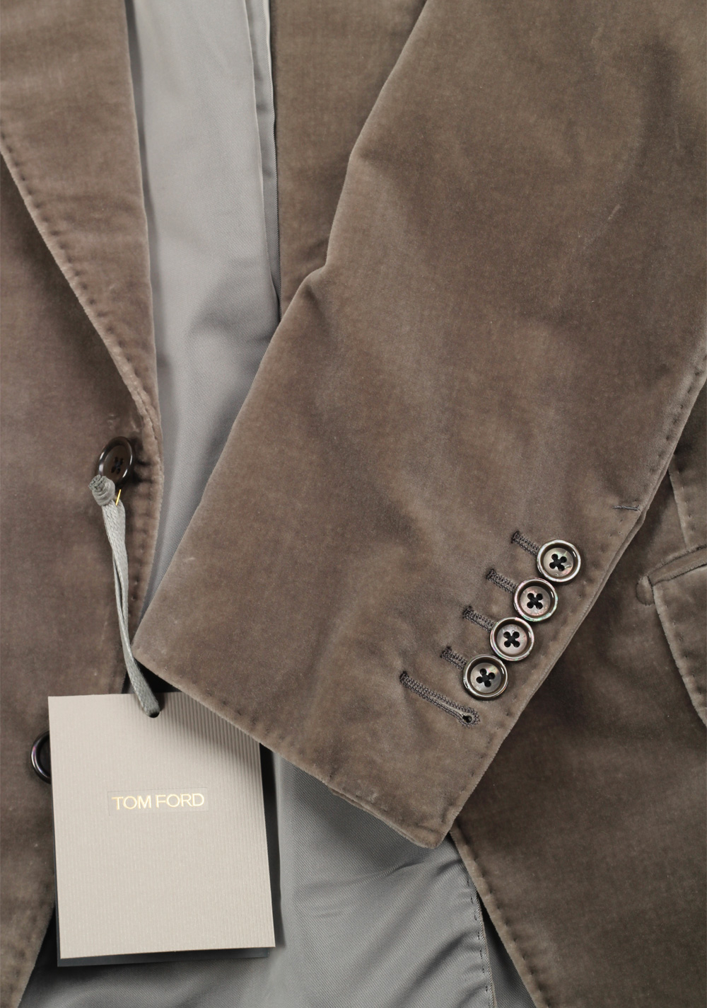 TOM FORD Atticus Taupe Velvet Sport Coat Size 46 / 36R In Cotton | Costume Limité