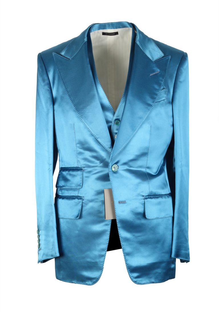 TOM FORD Atticus Blue 3 Piece Suit Size 46 / 36R U.S. - thumbnail | Costume Limité