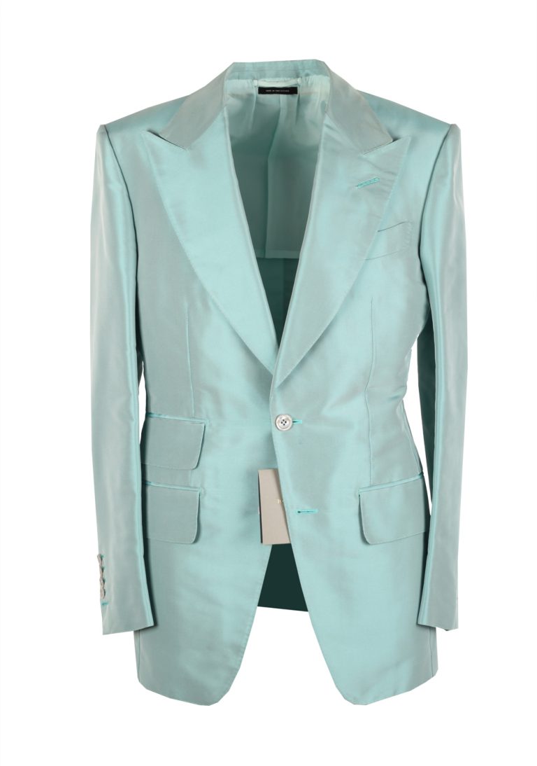 TOM FORD Atticus Mint Silk Suit Size 46 / 36R U.S. - thumbnail | Costume Limité