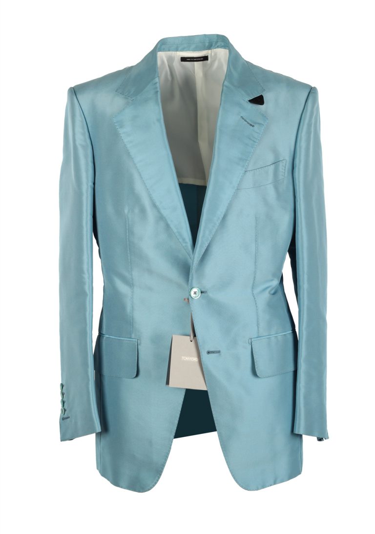 TOM FORD Atticus Teal Silk Suit Size 46 / 36R U.S. - thumbnail | Costume Limité