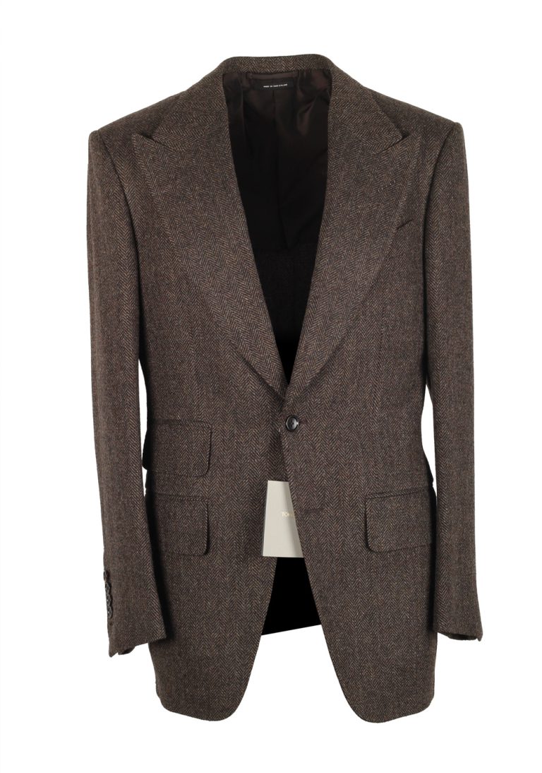 TOM FORD Atticus Brown Herringbone Suit Size 46 / 36R U.S. - thumbnail | Costume Limité