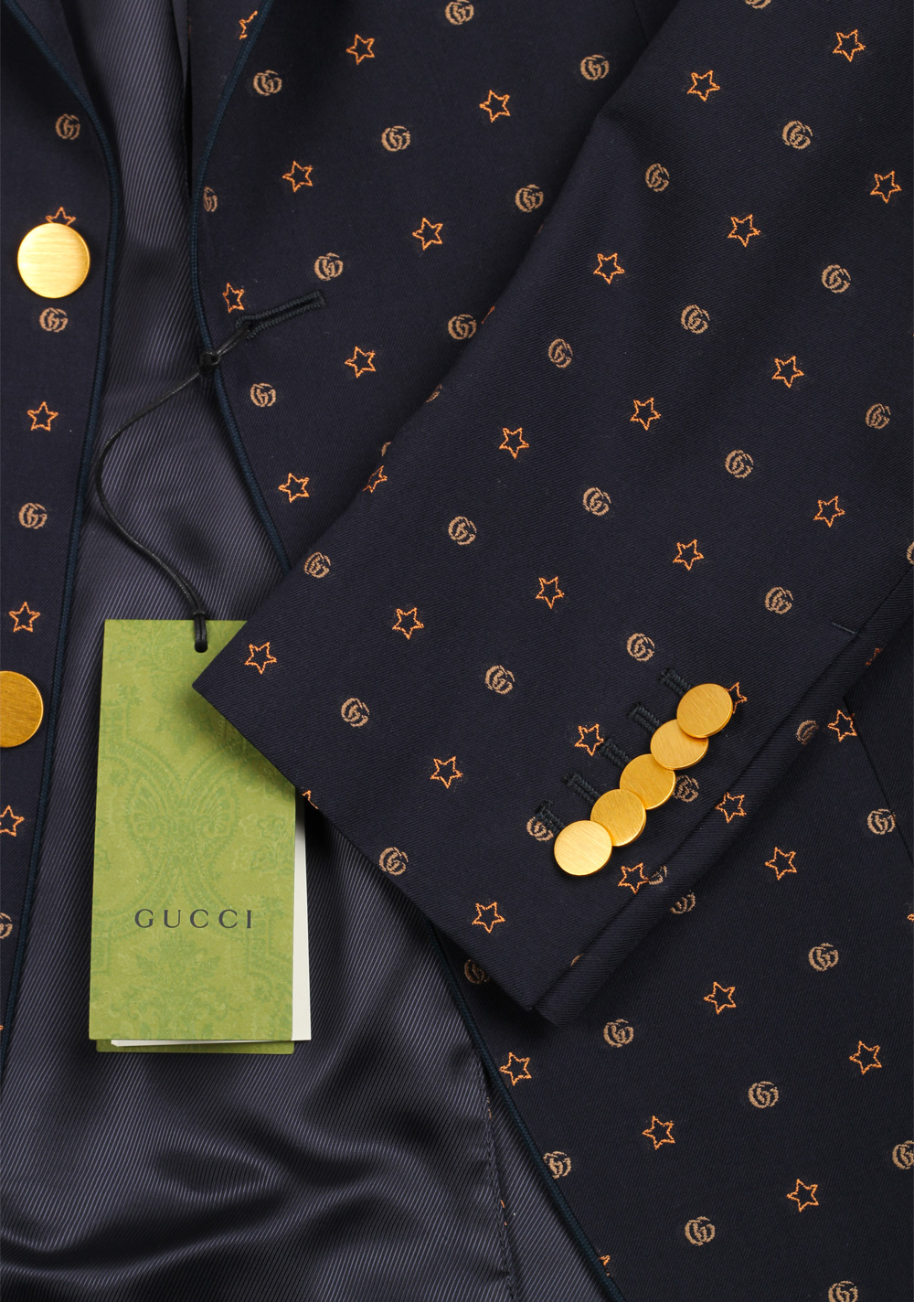 Gucci Blue GG Stars Signature Blazer Sport Coat Size 46 / 36R U.S. | Costume Limité