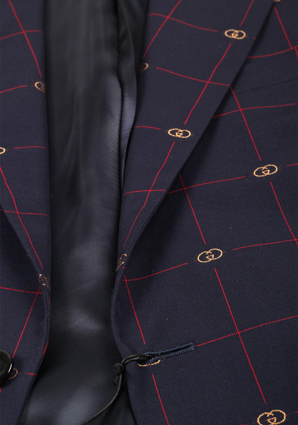 Gucci Blue Red GG Signature Blazer Sport Coat | Costume Limité