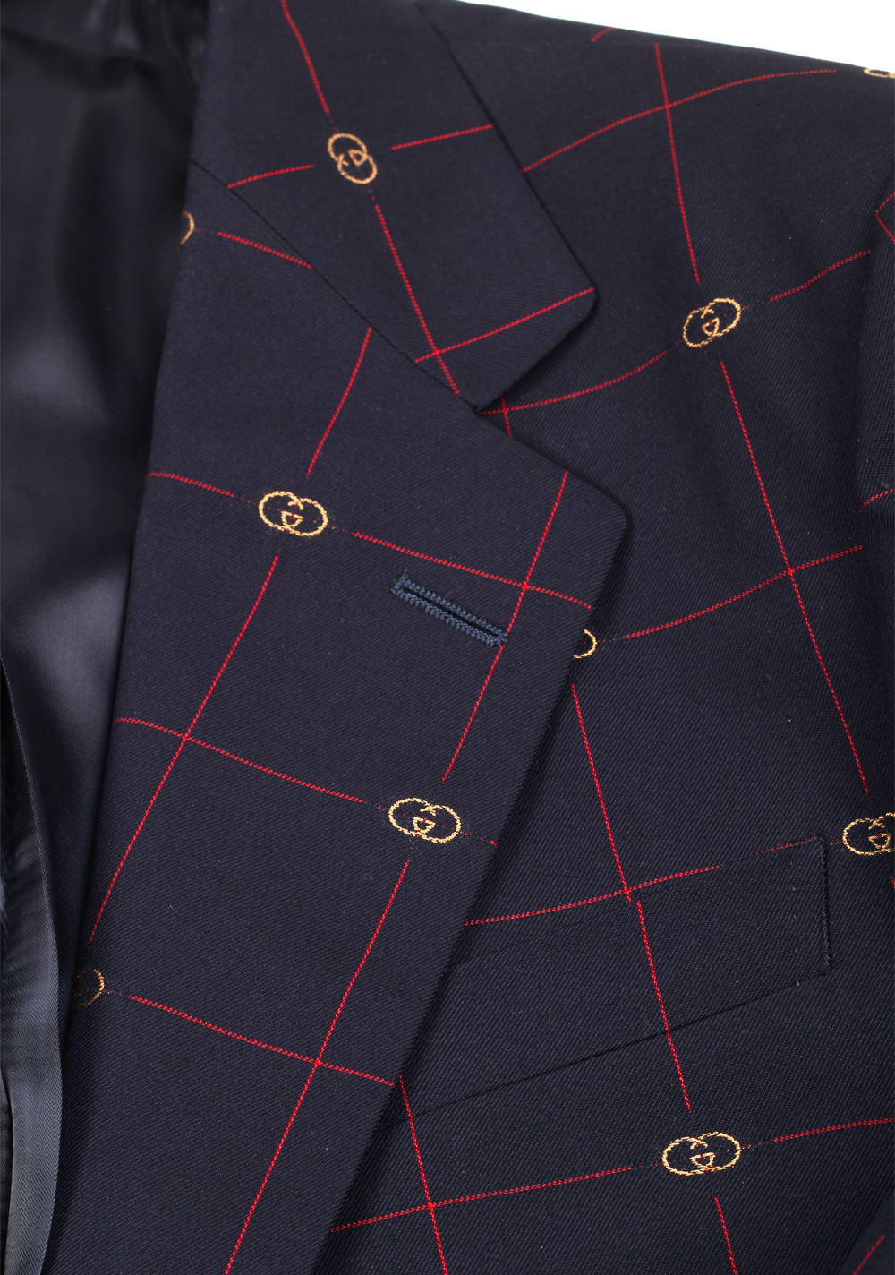 Gucci Blue Red GG Signature Blazer Sport Coat | Costume Limité