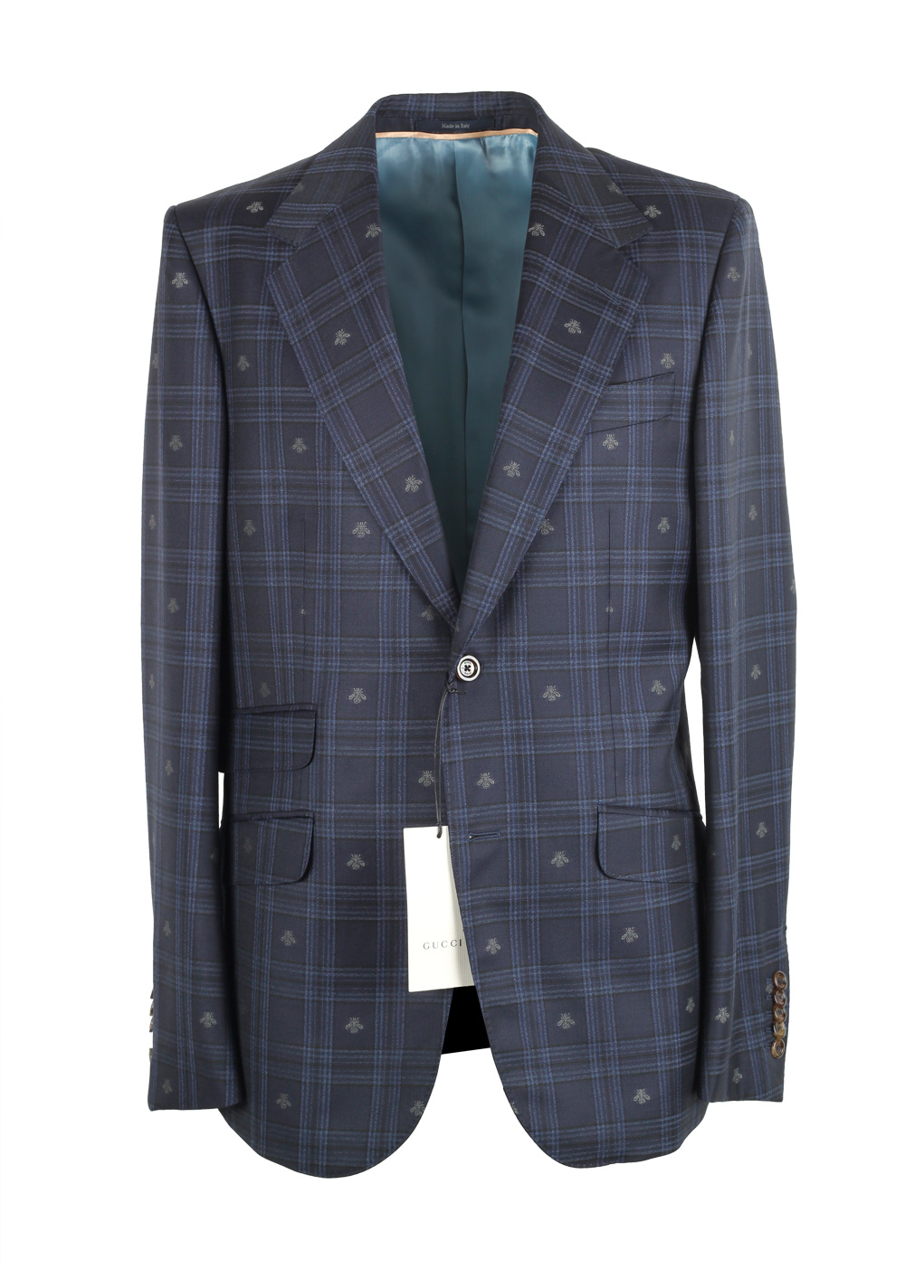 Gucci Blue GG Bee Signature Suit Size 48 / 38R U.S. In Wool | Costume Limité