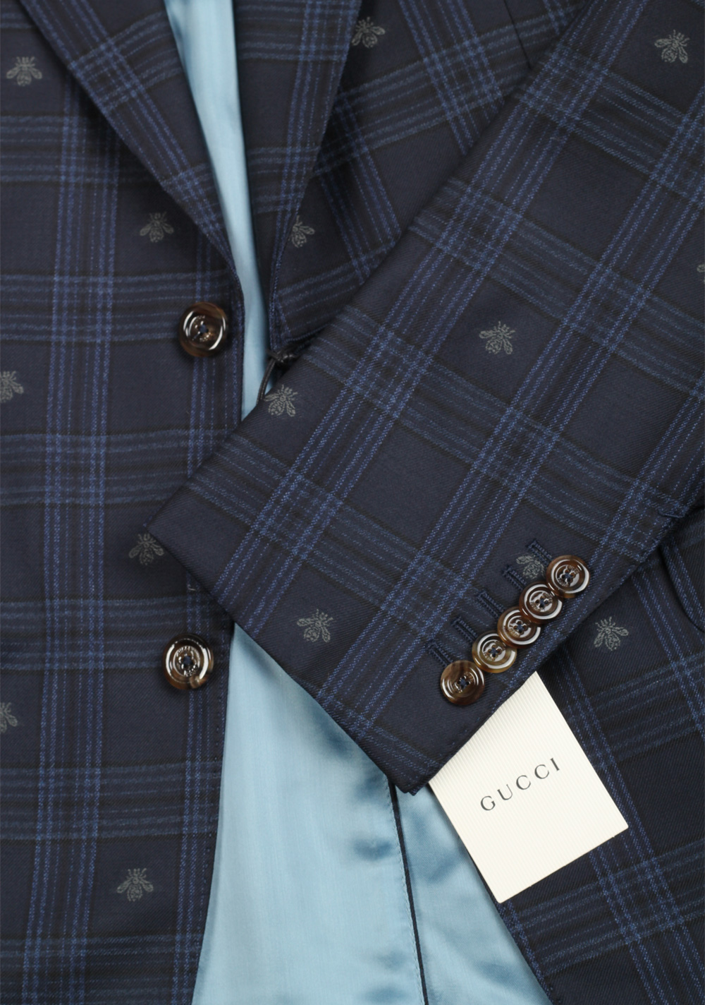Gucci Blue GG Bee Signature Suit Size 48 / 38R U.S. In Wool | Costume Limité