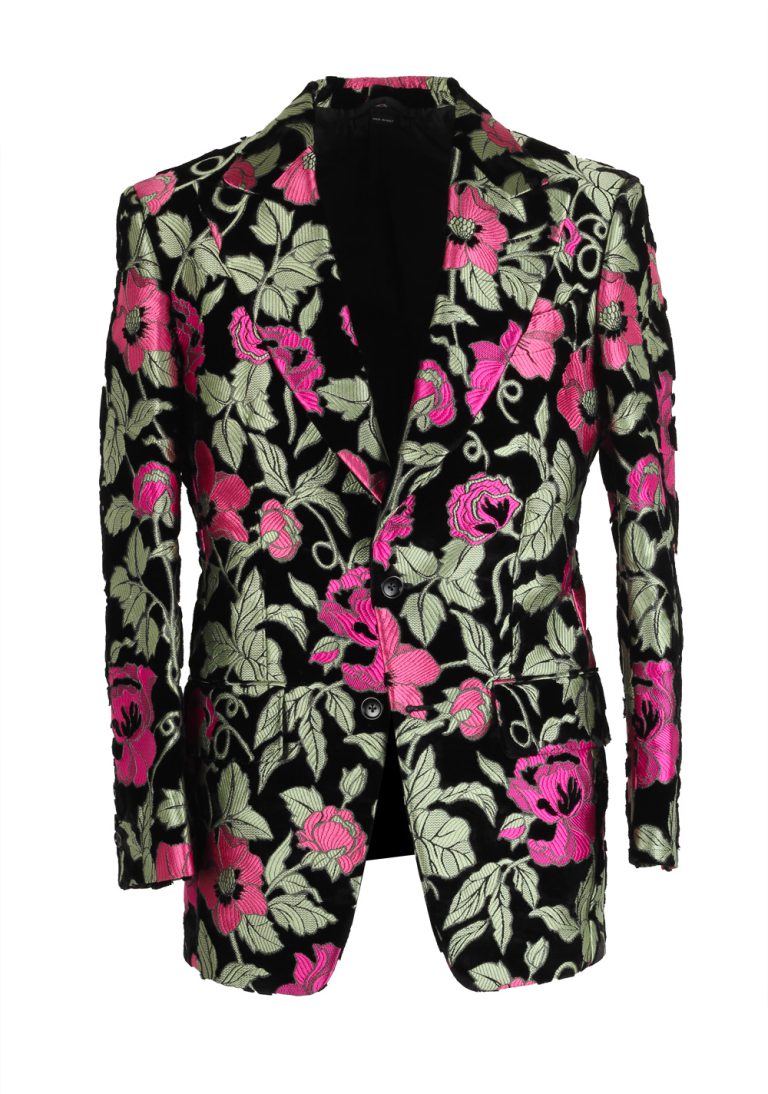 TOM FORD Atticus Black / Green / Pink Tuxedo Dinner Jacket Size 46 / 36R U.S. - thumbnail | Costume Limité