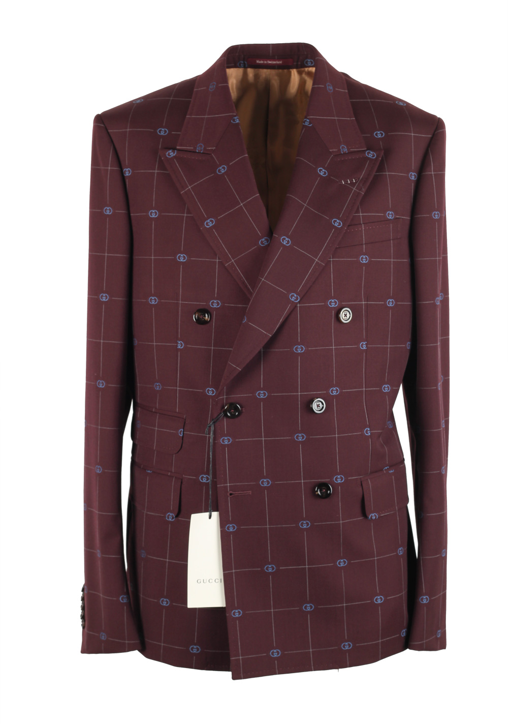 Gucci Burgundy Double Breasted Sport Coat Size 52 / 42R U.S. | Costume Limité