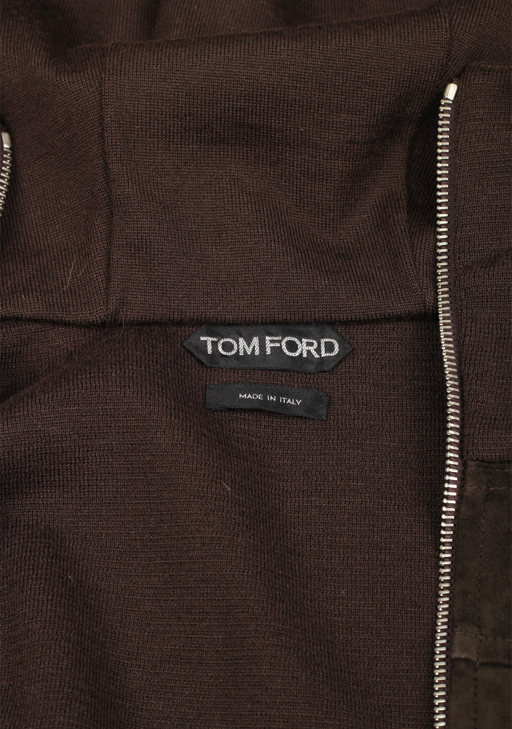 TOM FORD Brown Suede Zipper Hoodie Size 48 / 38R U.S. In Wool | Costume Limité