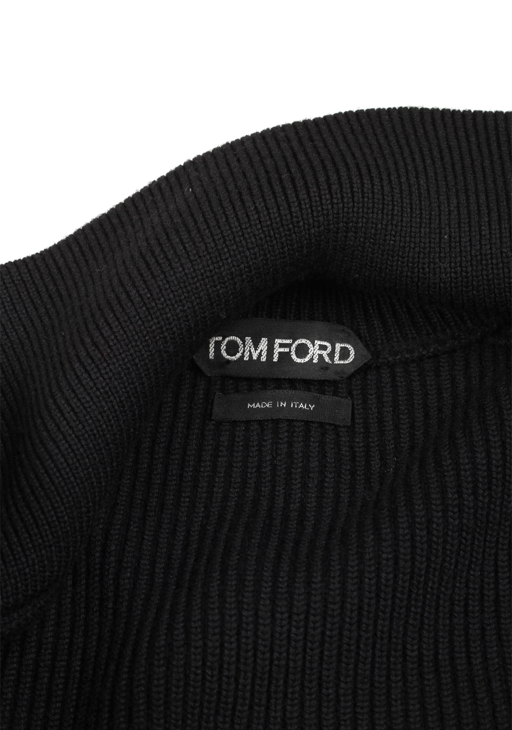 TOM FORD Black Leather Zipper Knit Size 48 / 38R U.S. In Wool | Costume Limité