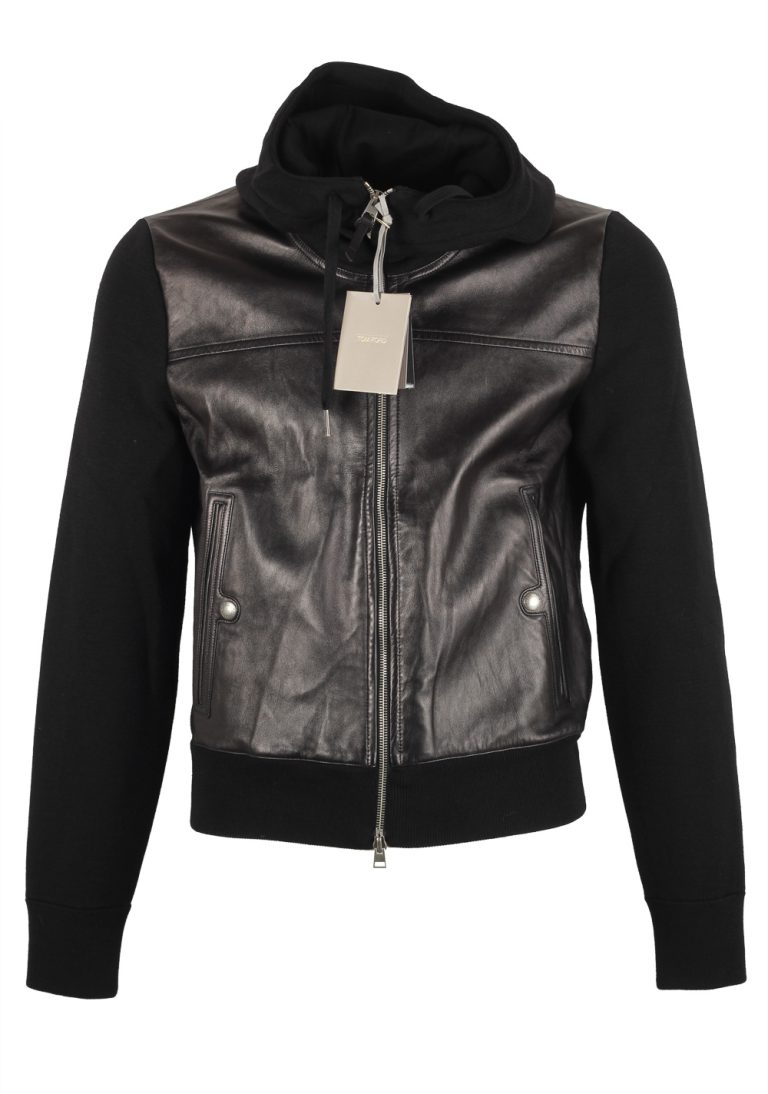 TOM FORD Black Leather Zipper Hoody Size 48 / 38R U.S. In Wool - thumbnail | Costume Limité