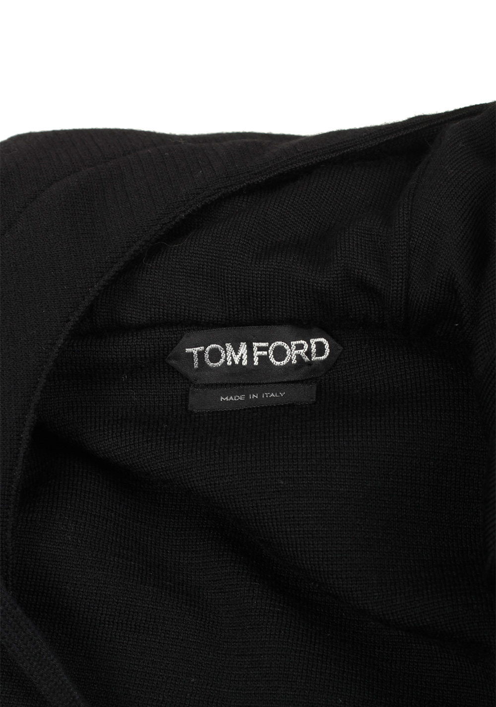 TOM FORD Black Leather Zipper Hoody Size 48 / 38R U.S. In Wool | Costume Limité