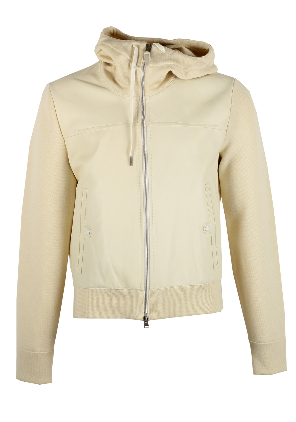 TOM FORD Off White Leather Zipper Hoody Size 50 / 40R U.S. In Wool | Costume Limité