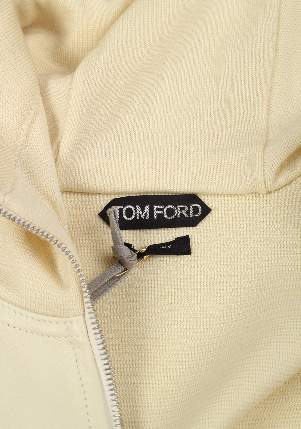 TOM FORD Off White Leather Zipper Hoody Size 50 / 40R U.S. In Wool | Costume Limité
