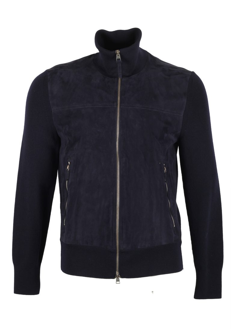 TOM FORD Blue Suede Front Knit Size 46 / 36R U.S. In Wool - thumbnail | Costume Limité