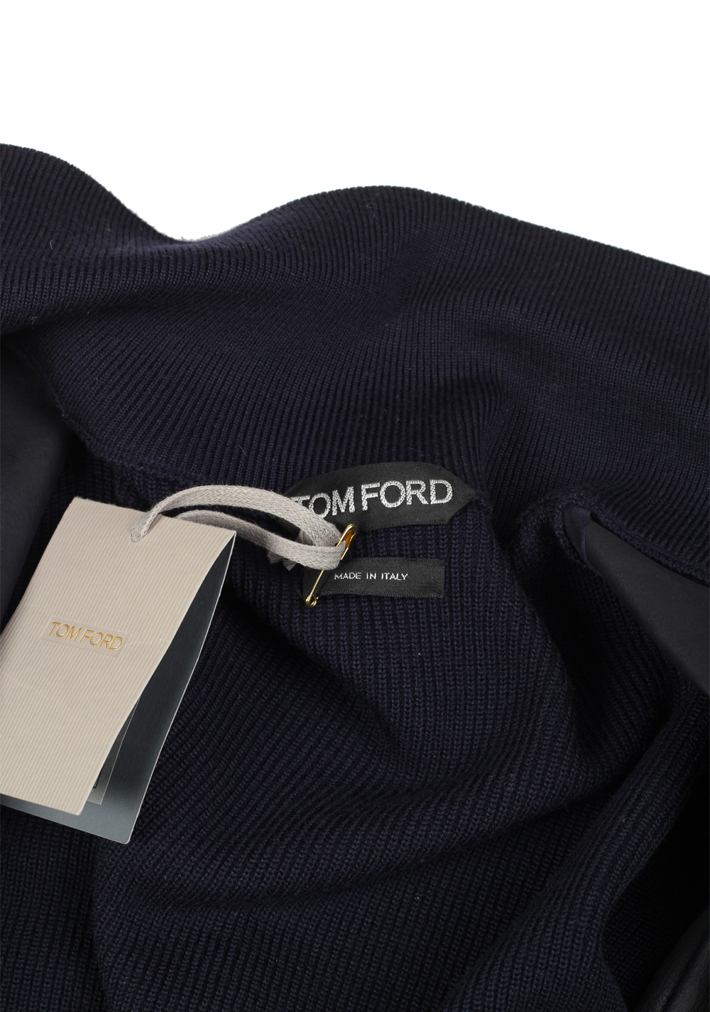 TOM FORD Blue Suede Front Knit Size 46 / 36R U.S. In Wool | Costume Limité