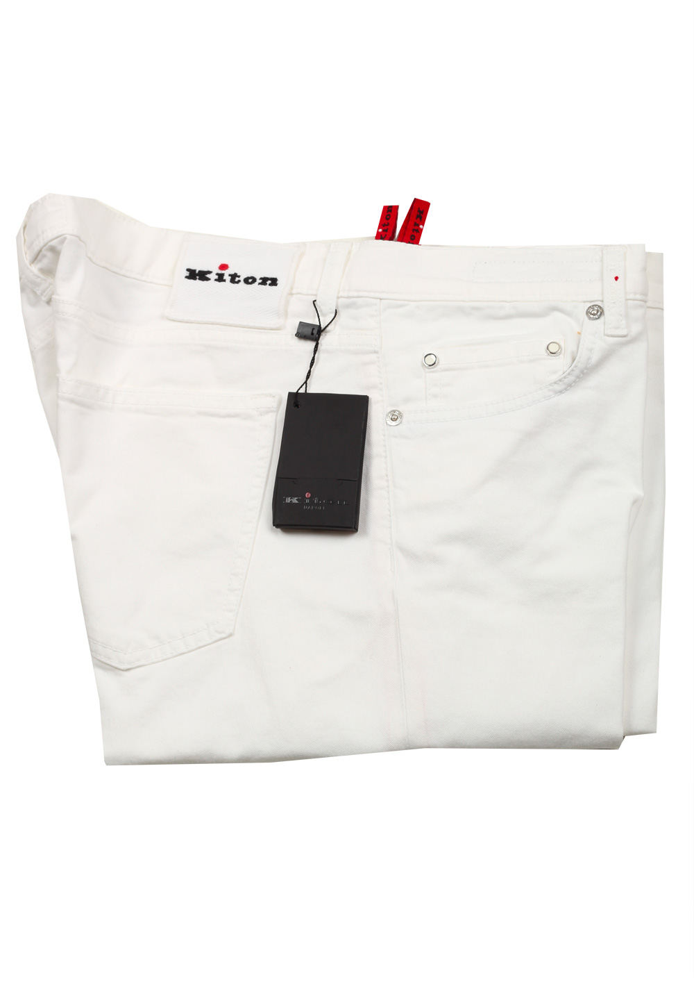 Kiton White Slim Jeans Size 53 / 37 U.S. | Costume Limité