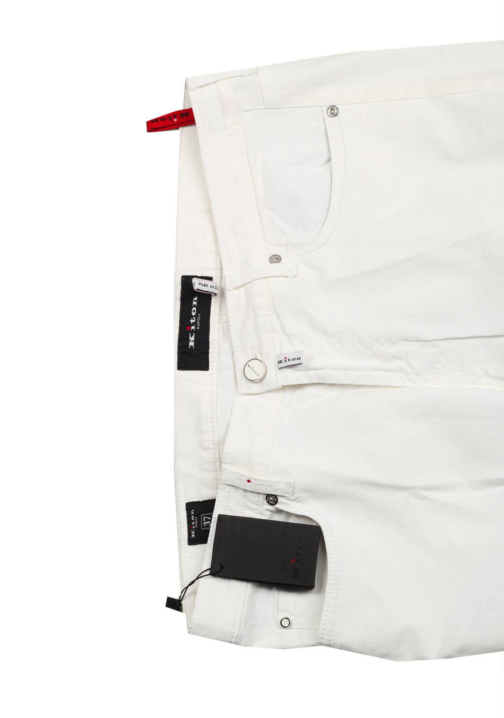 Kiton White Slim Jeans Size 53 / 37 U.S. | Costume Limité