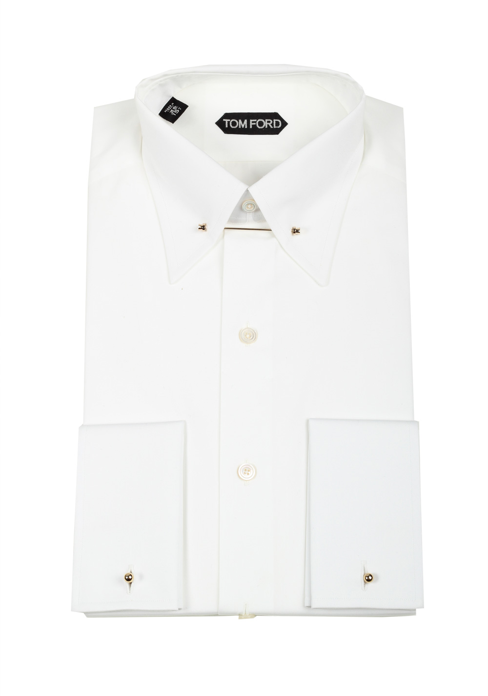 TOM FORD Solid White Poplin Collar Bar Dress Shirt Size 39 15 5 U.S. Costume