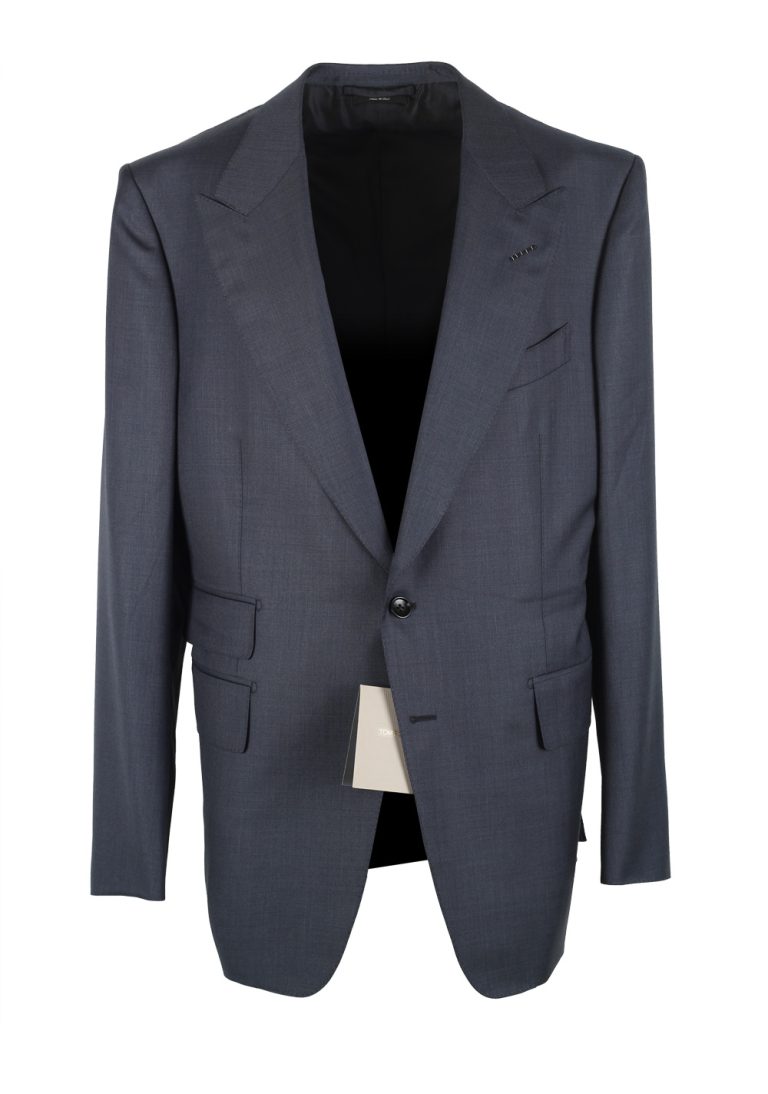 TOM FORD Shelton Solid Blue Suit Size 54 / 44R U.S. In Wool - thumbnail | Costume Limité