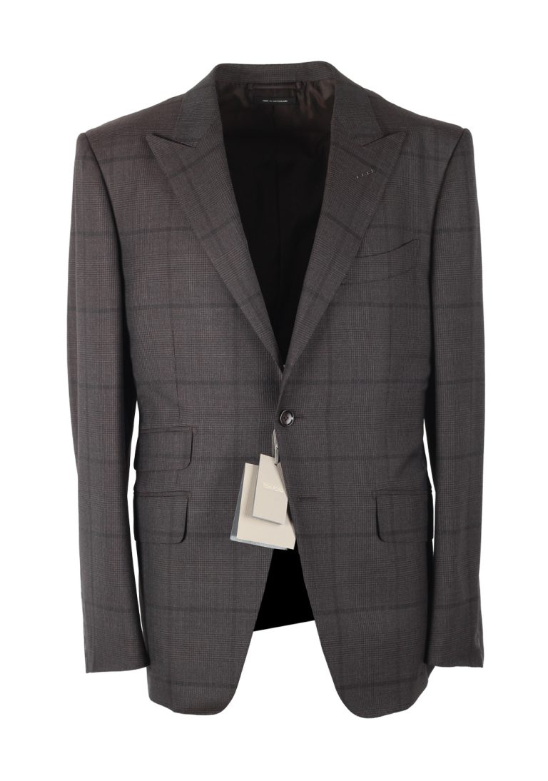 TOM FORD O’Connor Brown Checked Suit Size 50C / 40S U.S. Wool Fit Y - thumbnail | Costume Limité