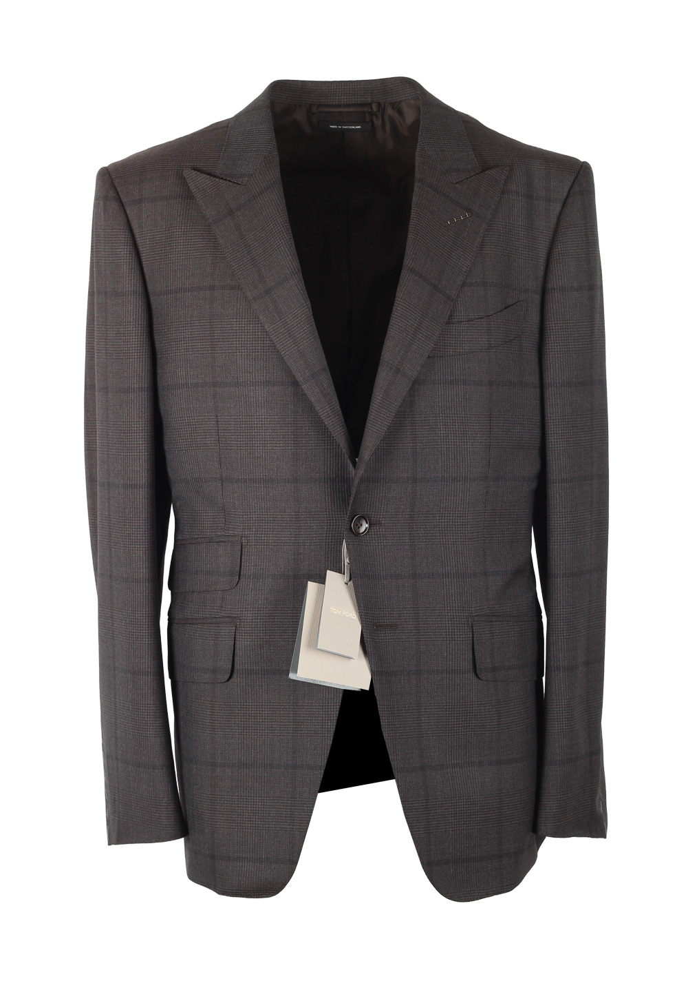 TOM FORD O’Connor Brown Checked Suit Size 50C / 40S U.S. Wool Fit Y | Costume Limité