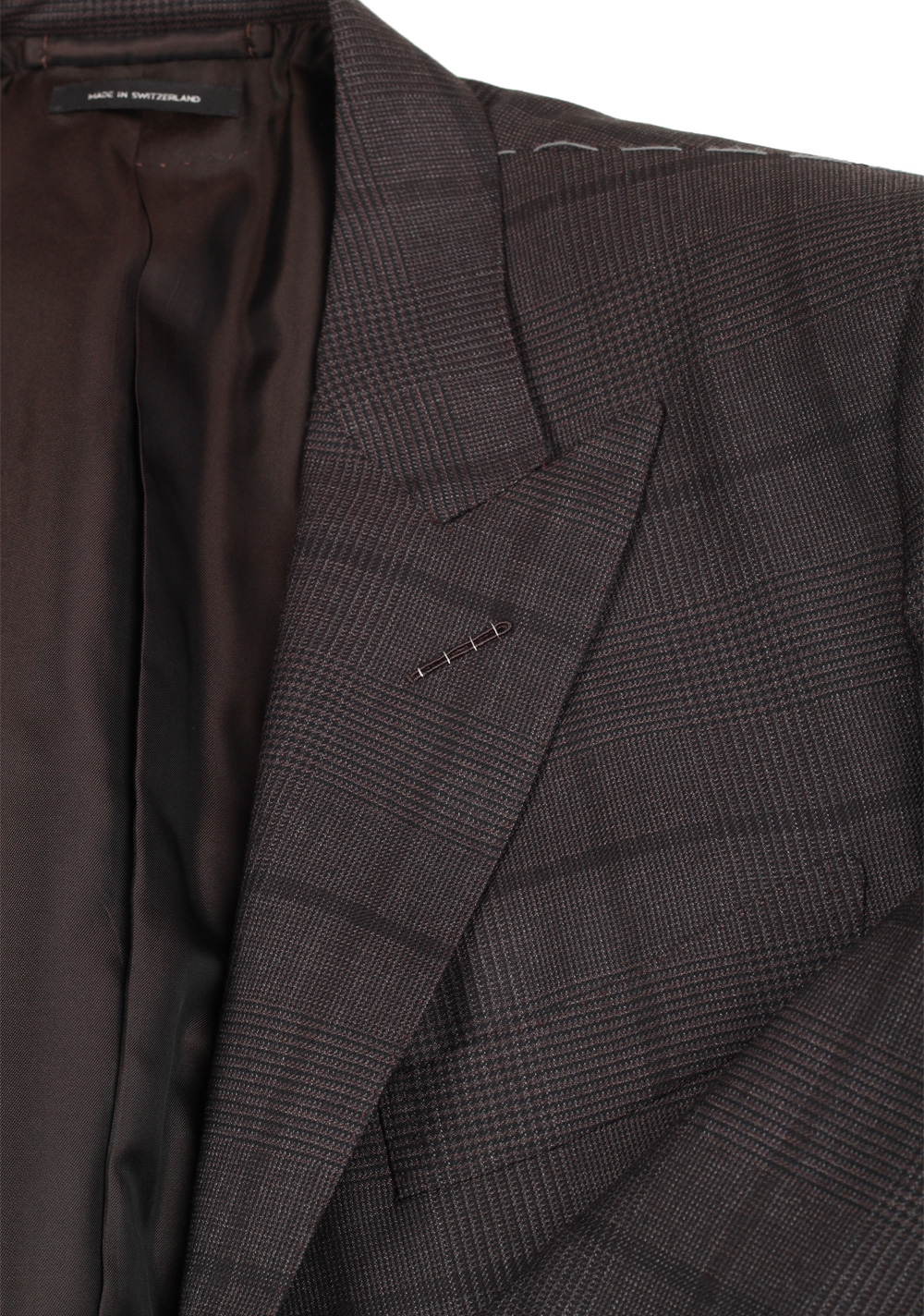 TOM FORD O’Connor Brown Checked Suit Size 50C / 40S U.S. Wool Fit Y | Costume Limité