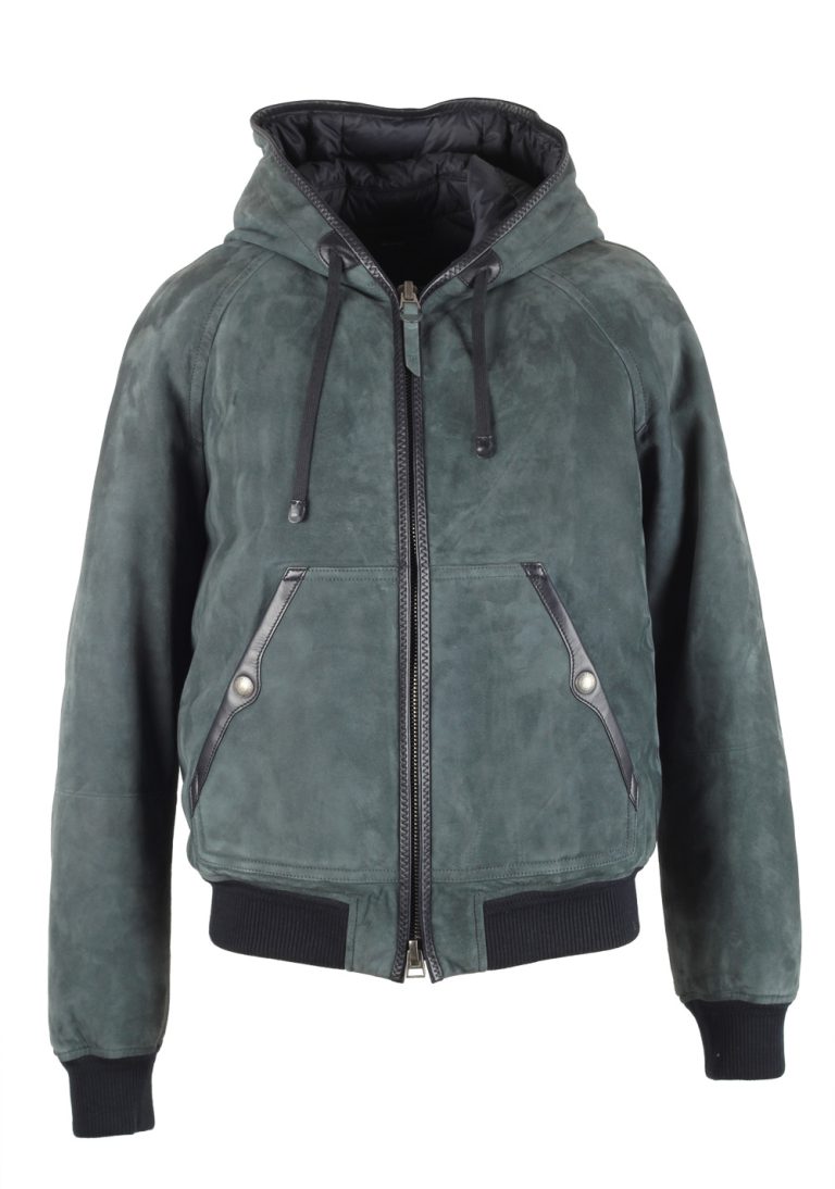 TOM FORD Green Leather Suede Hooded Jacket Coat Size 48 / 38R U.S. - thumbnail | Costume Limité