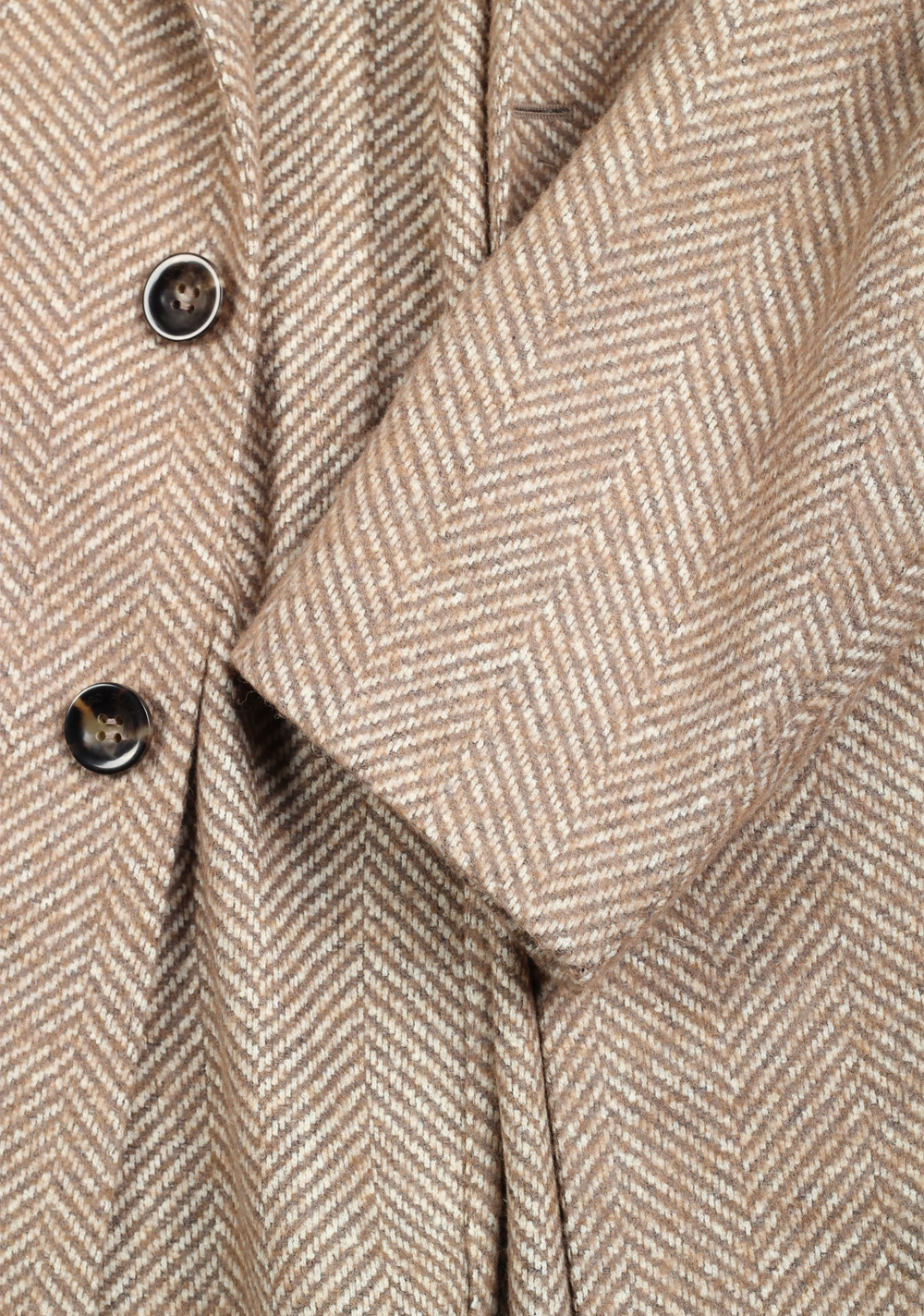 Loro Piana Beige Herringbone Alpaca Coat Size 54 / 44R U.S. Outerwear | Costume Limité