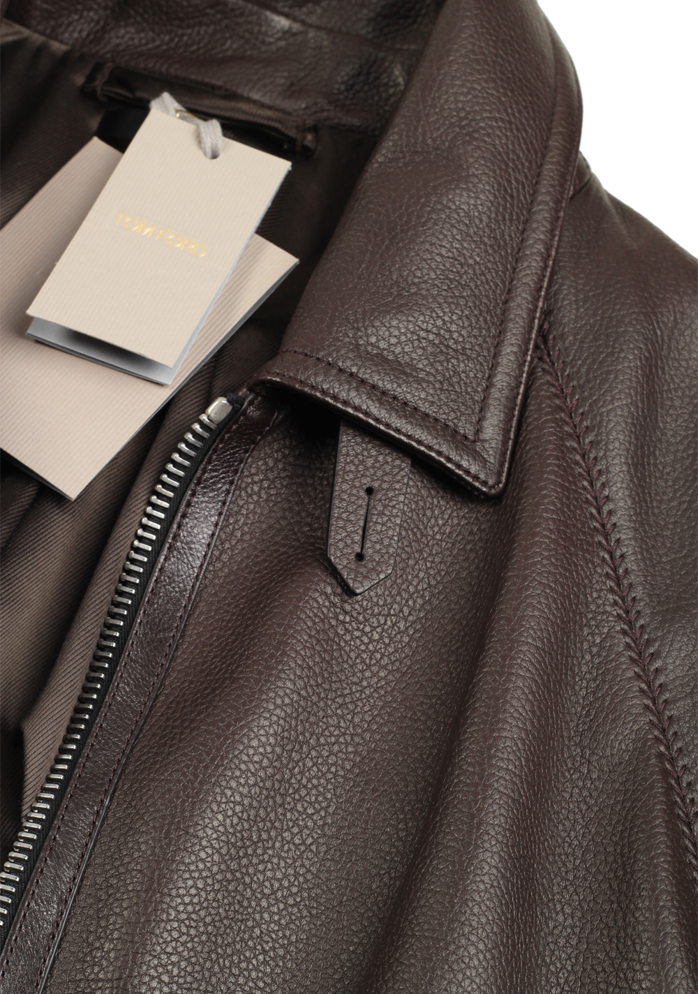 TOM FORD Brown Leather Coat Jacket | Costume Limité