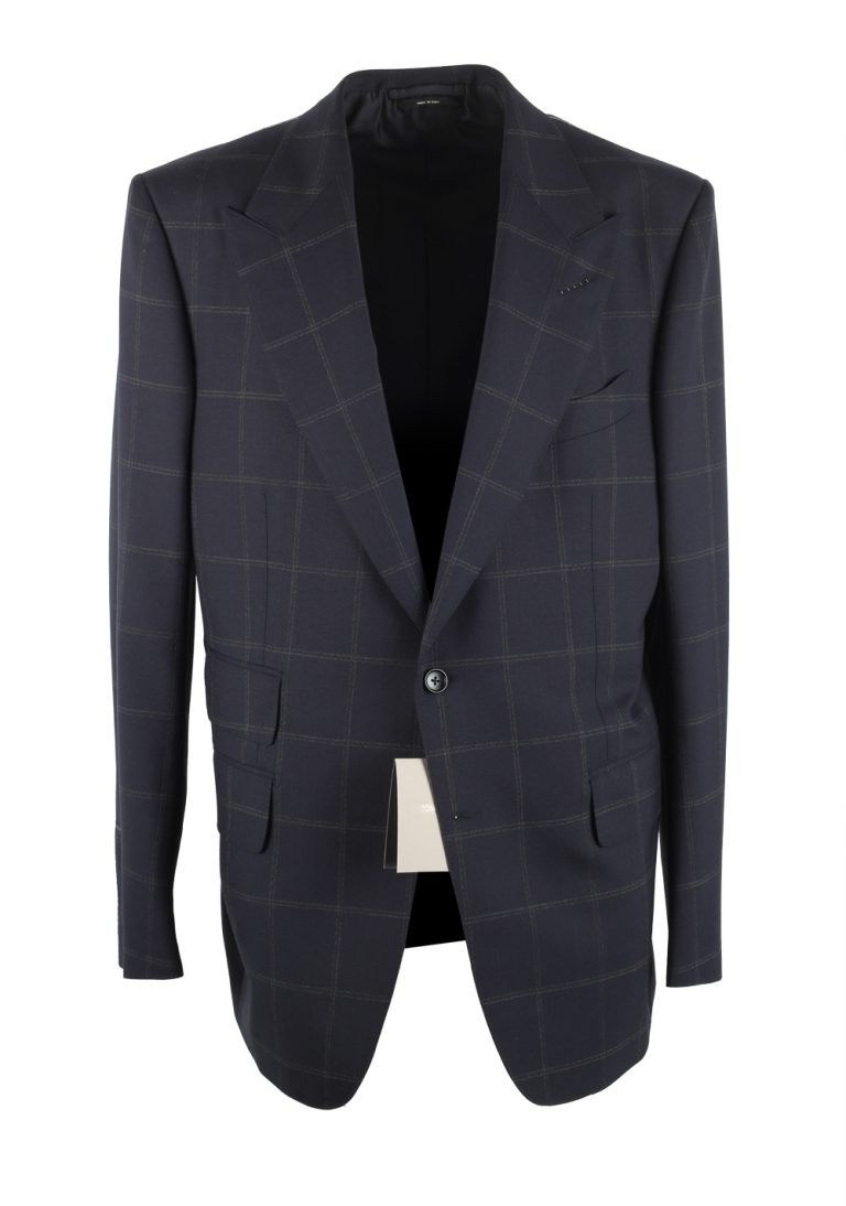 TOM FORD Windsor Checked Blue Suit Size 54 / 44R U.S. Wool Fit A - thumbnail | Costume Limité