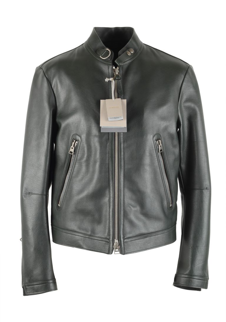TOM FORD Green Biker Leather Jacket Coat Size 48 / 38R U.S. Outerwear - thumbnail | Costume Limité