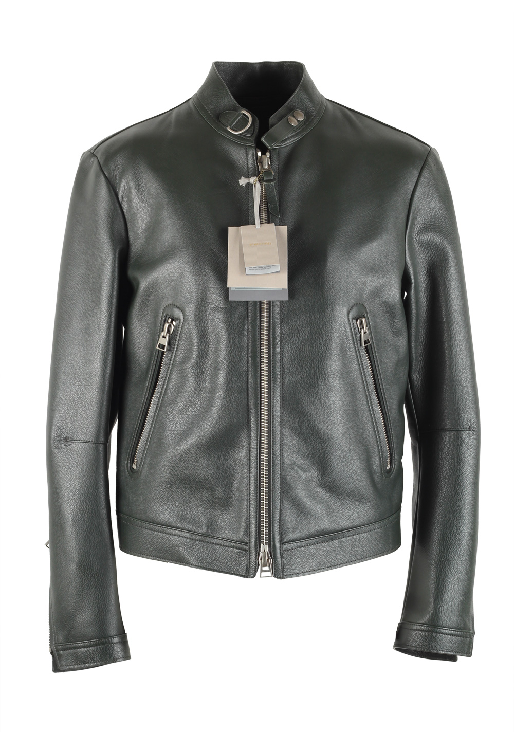 TOM FORD Green Biker Leather Jacket Coat Size 48 / 38R U.S. Outerwear | Costume Limité