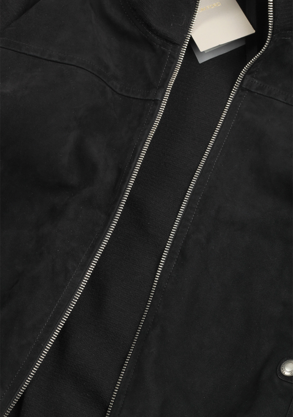 TOM FORD Black Suede Zipper Hoody Size 48 / 38R U.S. In Wool | Costume Limité