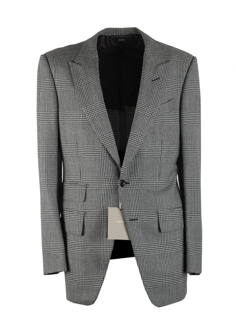TOM FORD Shelton Gray Checked Suit Size 46 / 36R U.S. - thumbnail | Costume Limité