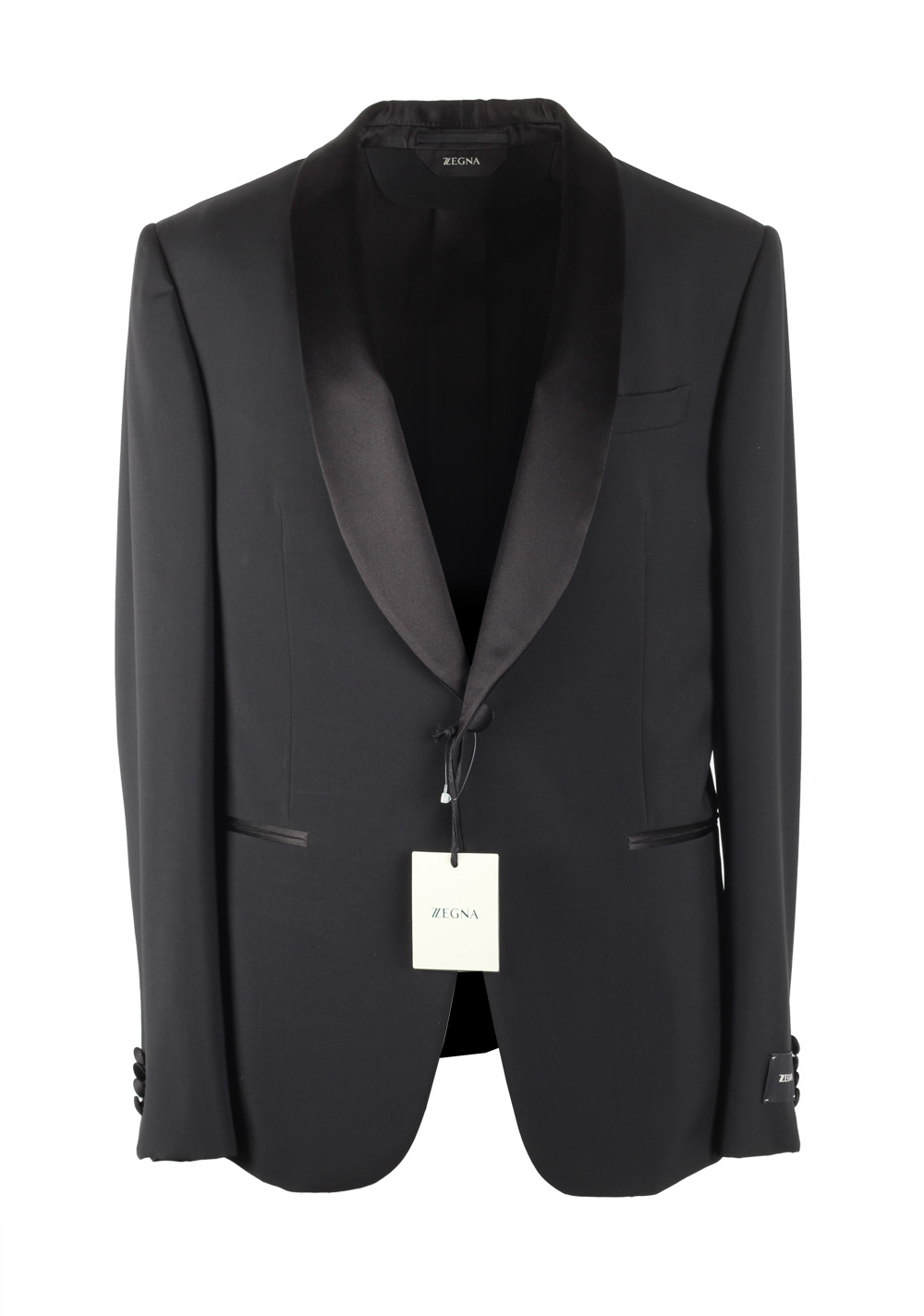 Z Zegna Black Wool Tuxedo Suit Size 50 / 40R U.S. | Costume Limité