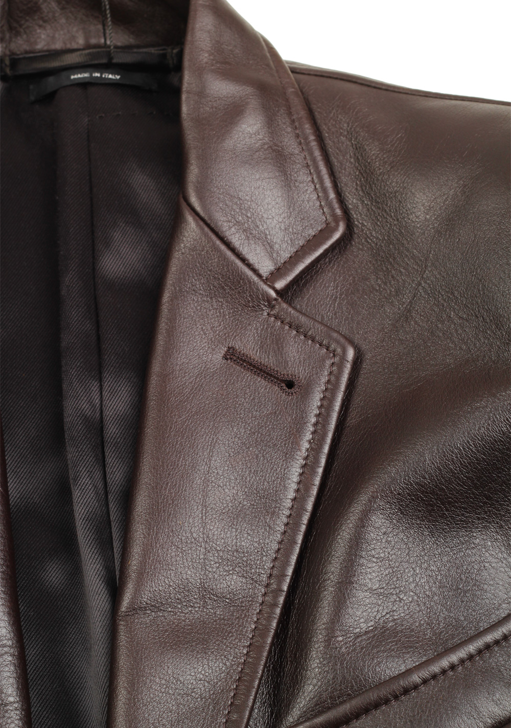 TOM FORD Brown Leather Jacket Blazer Coat Size 48 / 38R U.S. | Costume Limité