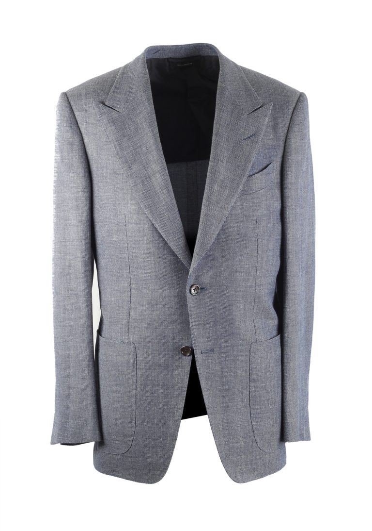 TOM FORD Windsor Blue Mulberry Silk  Sport Coat Size 48 / 38R U.S. Fit A - thumbnail | Costume Limité