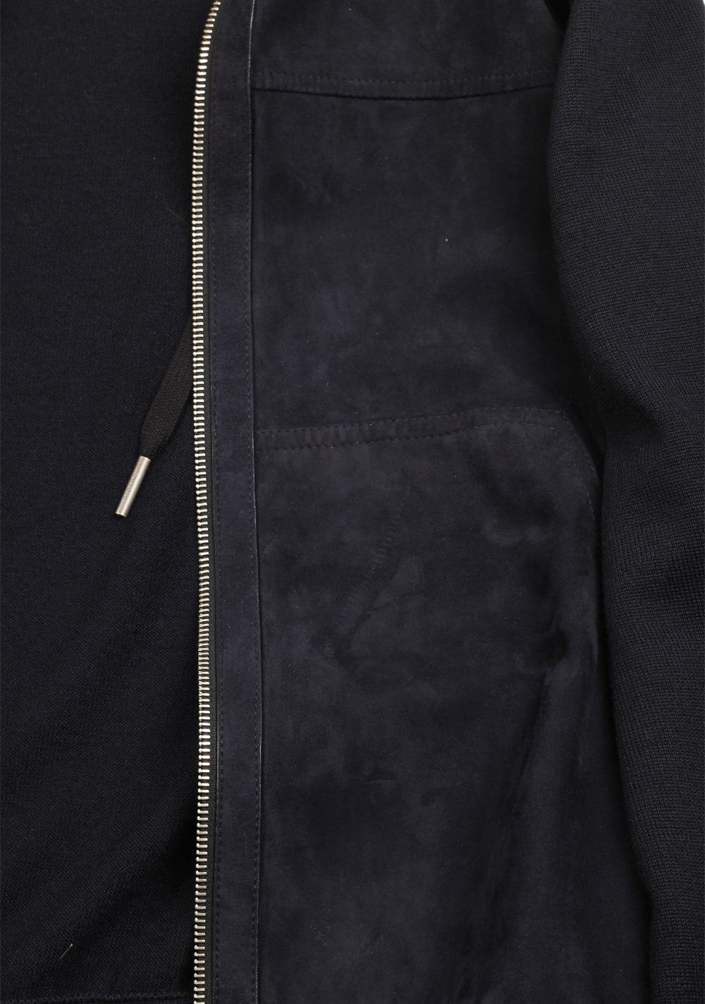TOM FORD Blue Suede Zipper Hoody Size 48 / 38R U.S. In Wool | Costume Limité