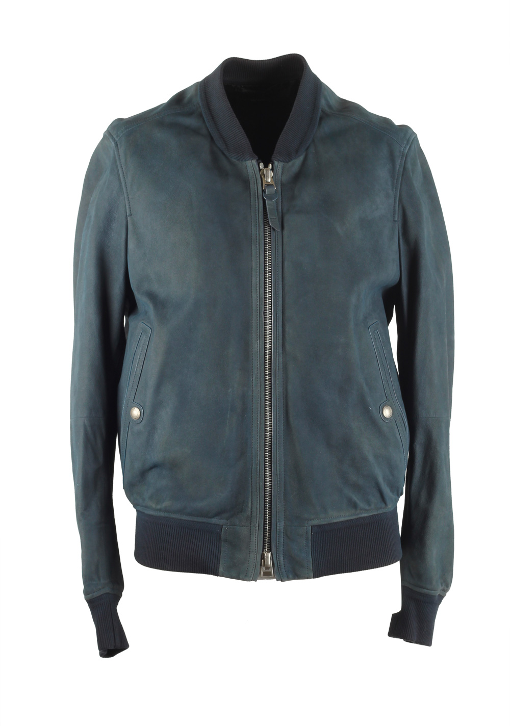 TOM FORD Teal Leather Bomber Jacket Coat Size 48 / 38R U.S. | Costume Limité