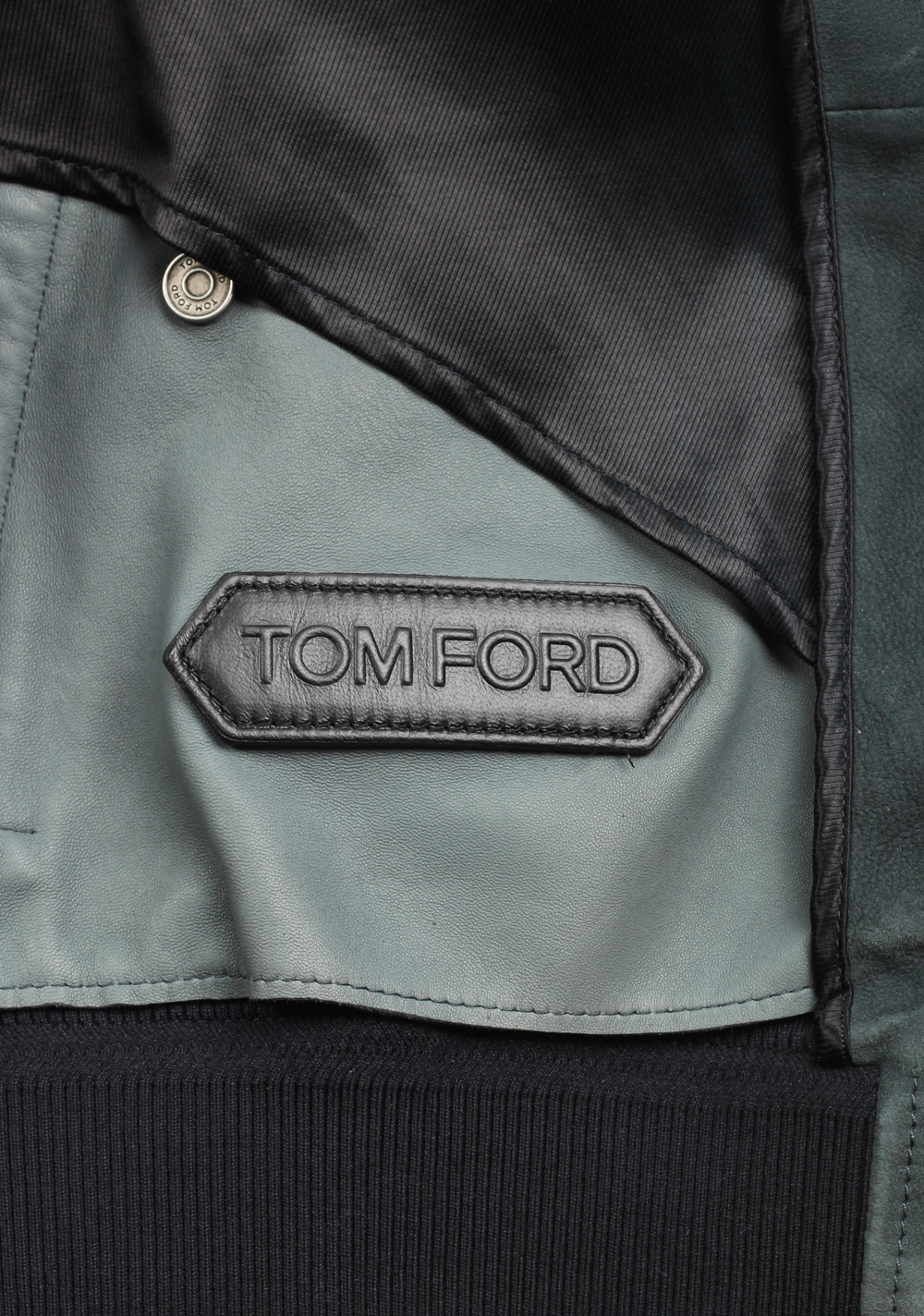 TOM FORD Teal Leather Bomber Jacket Coat Size 48 / 38R U.S. | Costume Limité