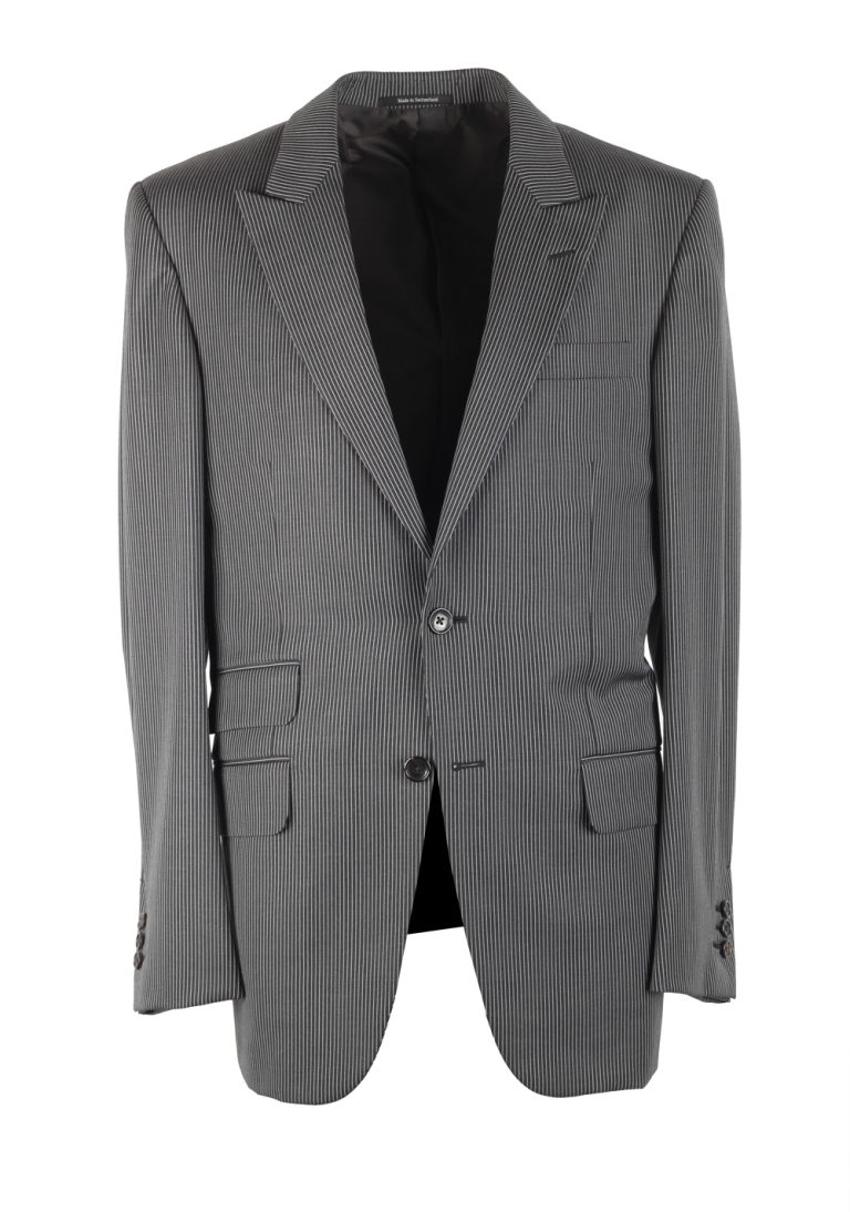 TOM FORD Falconer Striped Gray Suit Size 48 / 38R U.S. Wool Fit F - thumbnail | Costume Limité