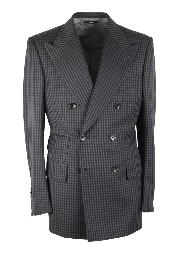 TOM FORD Wetherby Double Breasted Gray Suit Size 48 / 38R U.S. - thumbnail | Costume Limité