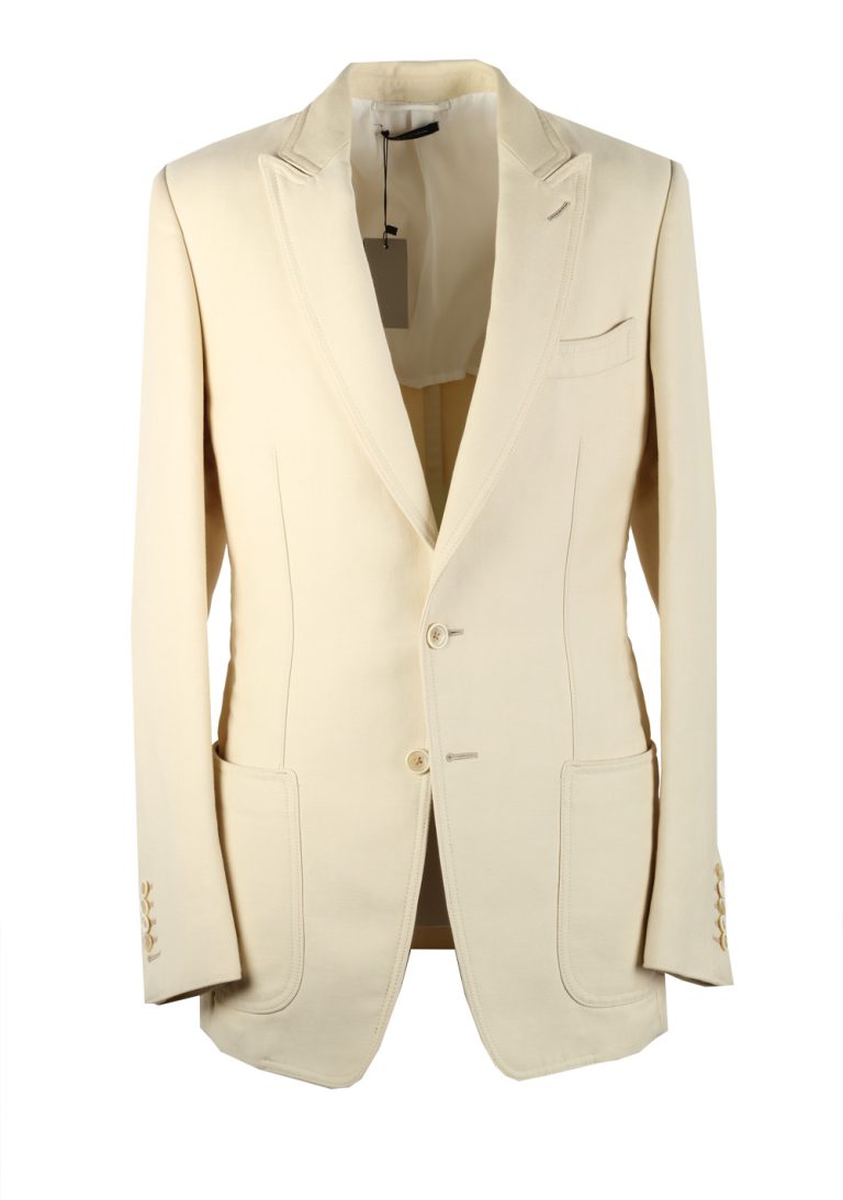 TOM FORD Buckley Off White Suit Size 48 / 38R U.S. In Cotton Fit E - thumbnail | Costume Limité